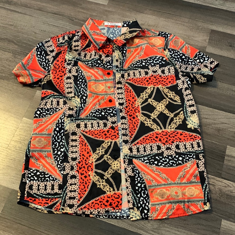 Boys chain and scarf button up